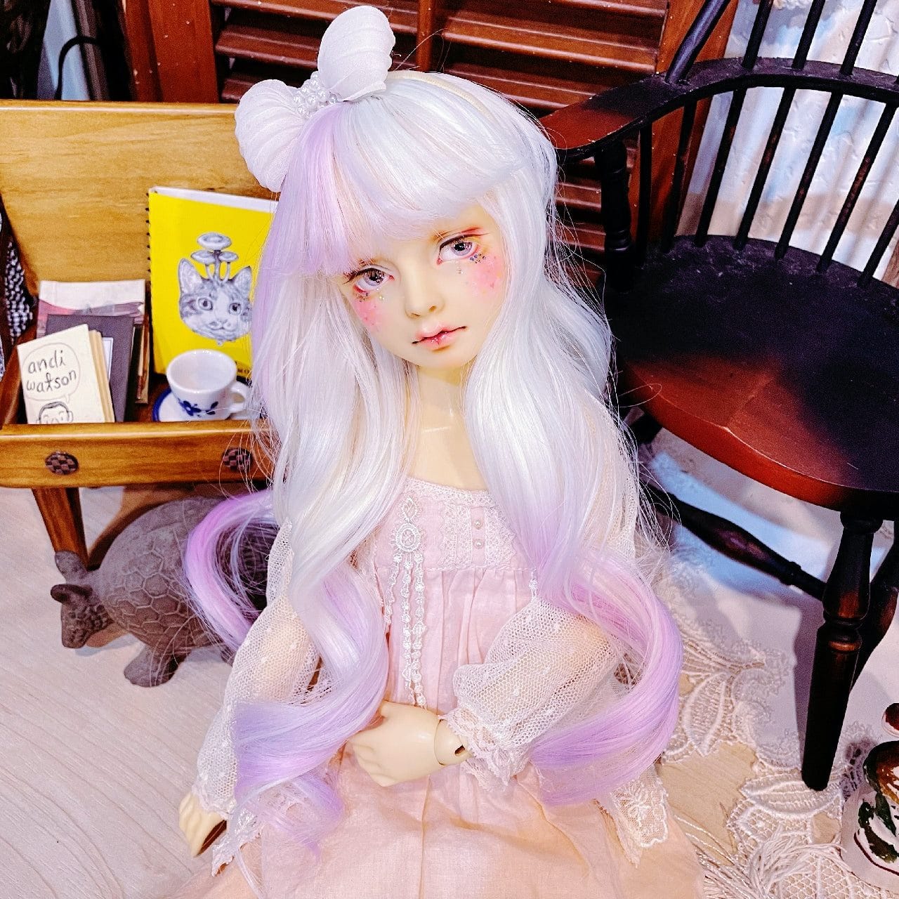 【Fatiao Doll Shop】FWS- 娃用假髮 淡粉彩 BJD DD