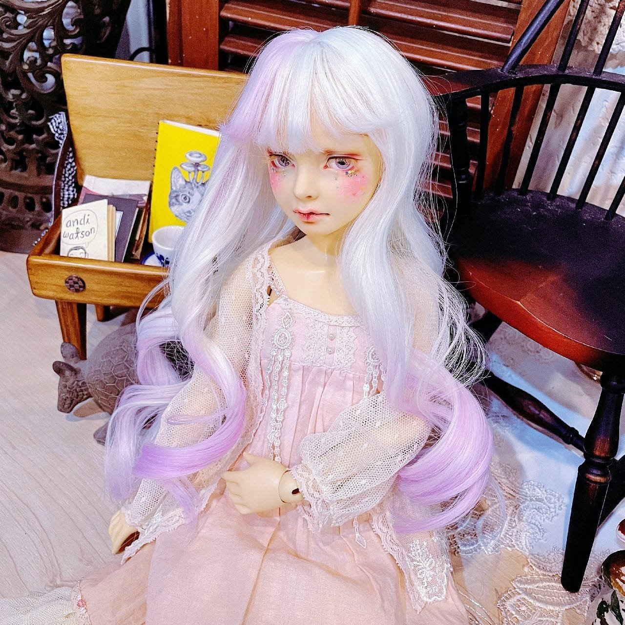 【Fatiao Doll Shop】FWS- 娃用假髮 淡粉彩 BJD DD