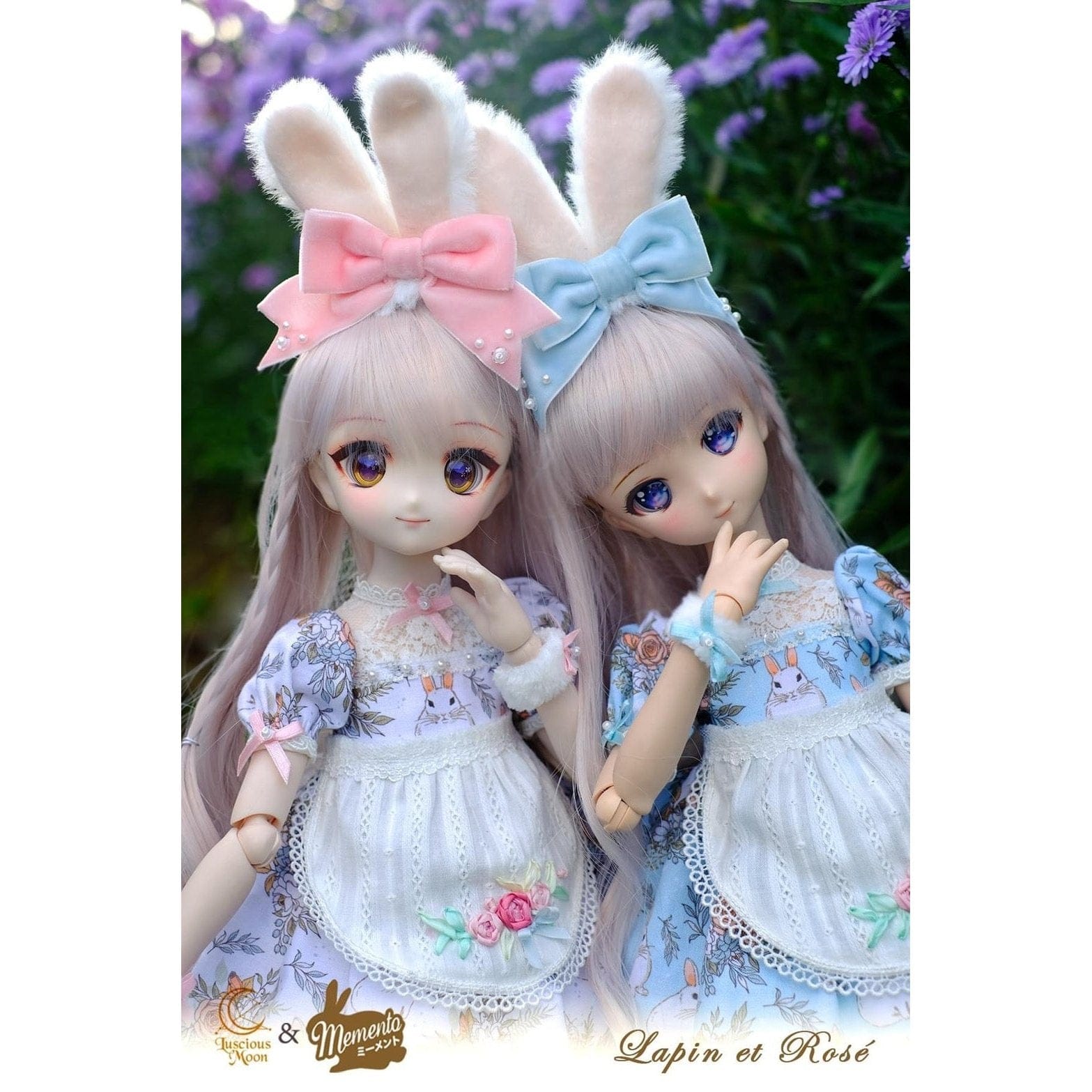 【Luscious Moon × Memento】Lapin et Rosé 兔子玫瑰洋裝套組 現貨預購 / BJD 4分 MDD 熊妹 iMda 4.3