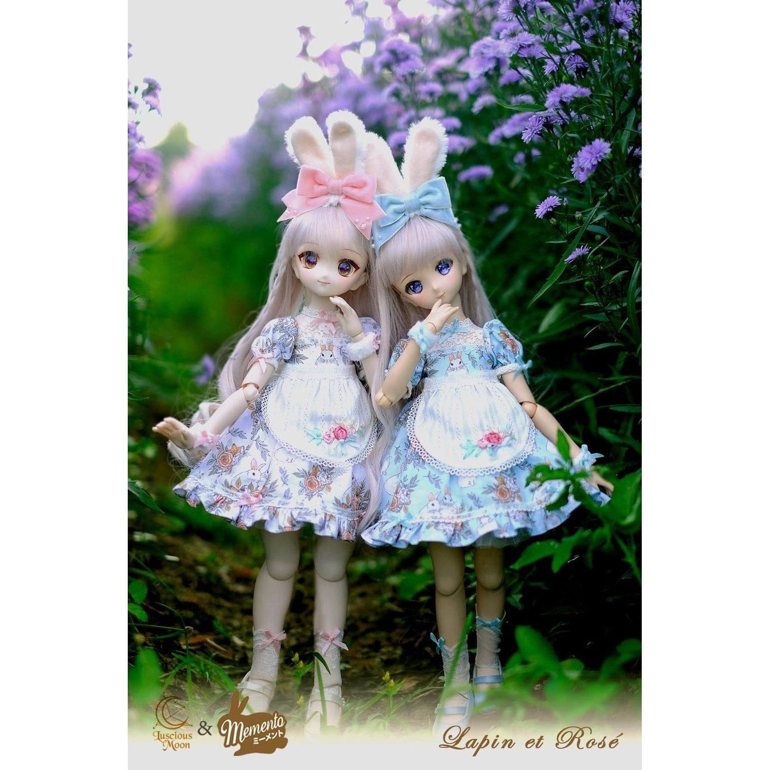 【Luscious Moon × Memento】Lapin et Rosé 兔子玫瑰洋裝套組 現貨預購 / BJD 4分 MDD 熊妹 iMda 4.3