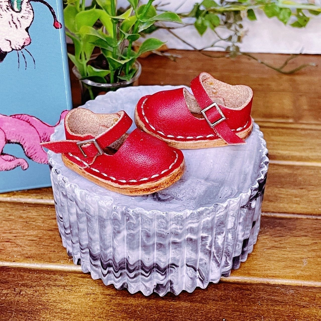 【Namu Atelier】 手工皮鞋 紅色環帶皮鞋 iMda