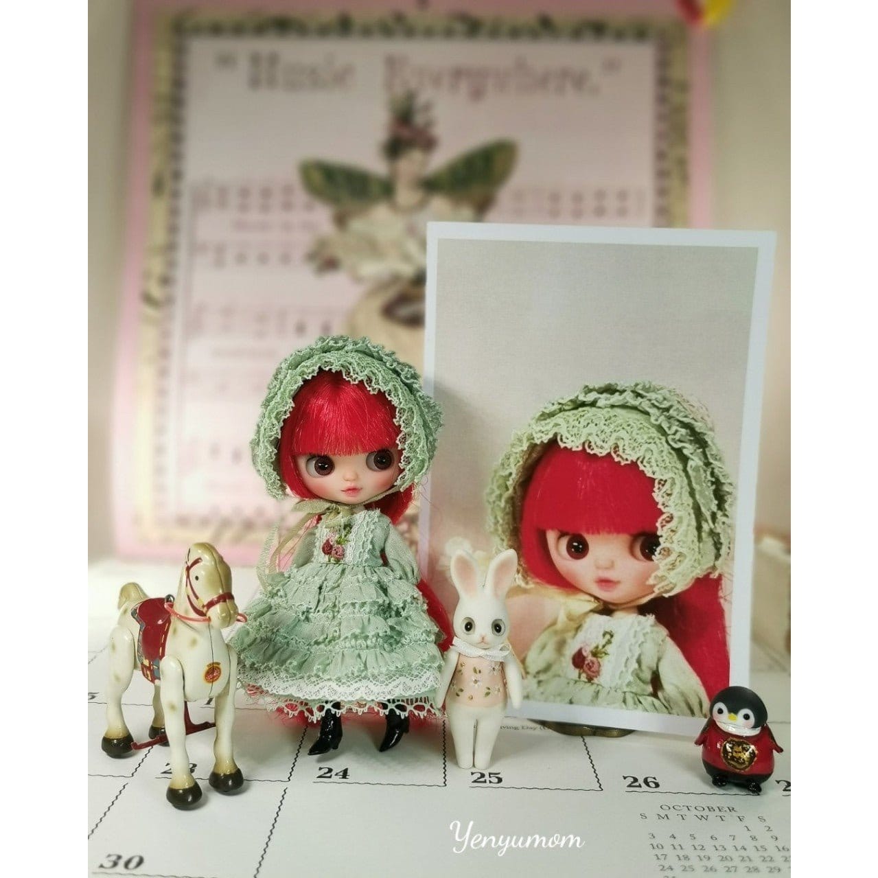 【Yenyumom】Green Lace Dress Set / Petite Blythe